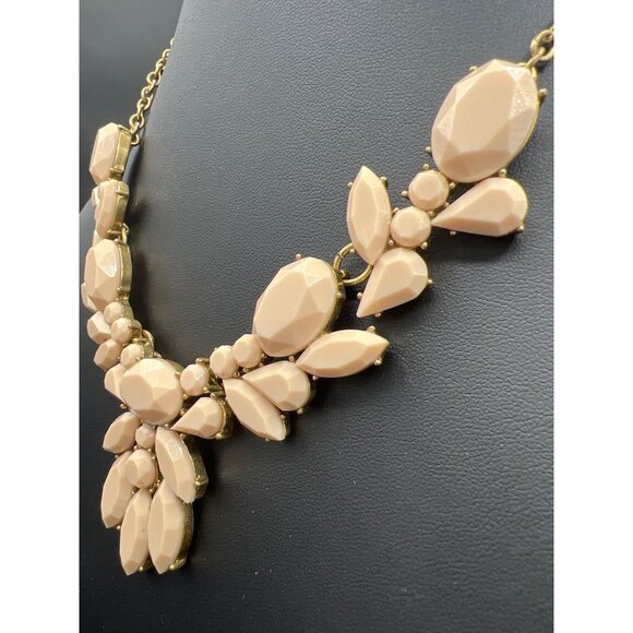 J.Crew Womens Statement Bib Necklace Cream Faceted  Flower Beads Gold-tone - Picture 3 of 11
